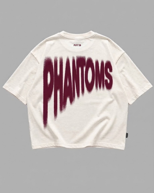 Phantoms Oversized Cream & Burgundy Graphic Tee